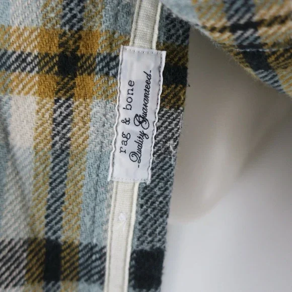 rag & bone Engineered Button Up Flannel Shirt Mens M Green Plaid Retail $350